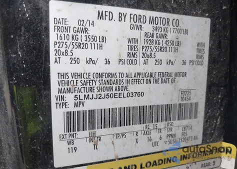 2014 Lincoln Navigator из США, поврежденный, VIN 5LMJJ2J50EEL03760